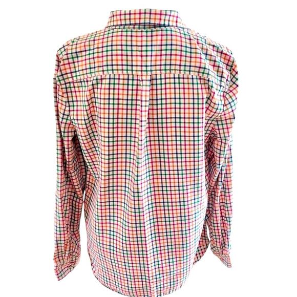 Talbots brushed cotton multicolor window pane plaid button up sz L - Picture 2 of 7